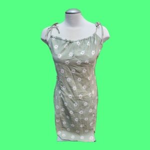 Knot Strap Daisy Green Gingham Dress